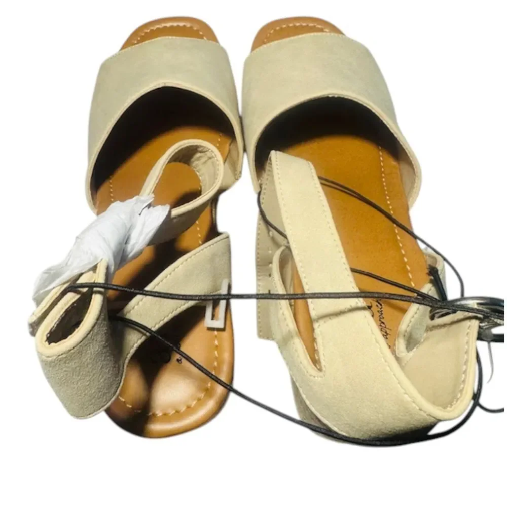 a.n.a Laskie Stone Espadrille Platform Wedge Sandal Ankle Strap Summer Shoes 9.5